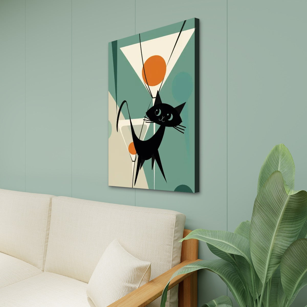 Atomic Cat Tini Time, Mid Century Modern Barware Wall Art - Mid Century Modern Gal