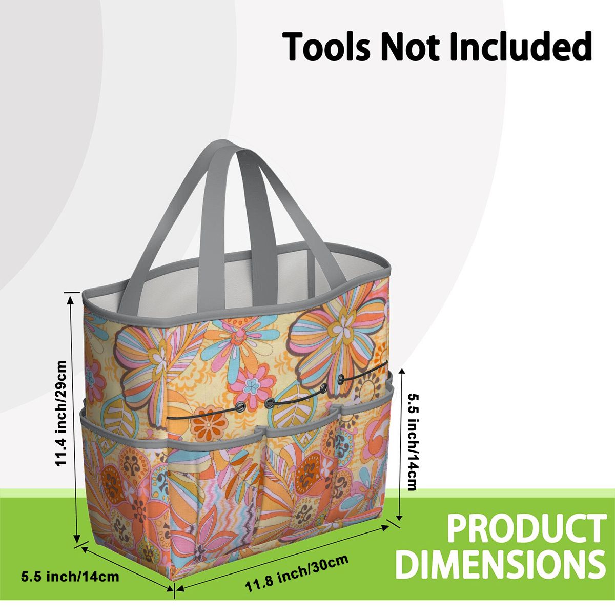Vintage 70s Floral Pink Yellow Blue, Groovy Mid Mod Flower Power Garden Tool Bag - Mid Century Modern Gal