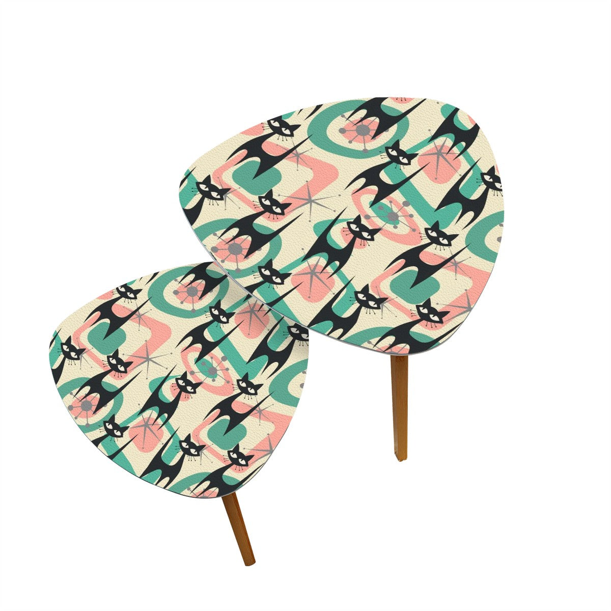 Atomic Cat Retro Mod Mid Century Modern Nesting Tables