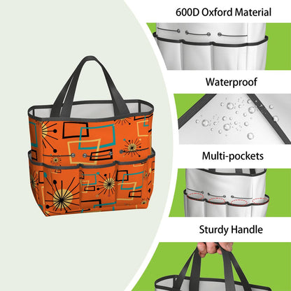 Mid Century Modern Sinatra Orange, Starburst, Geometric Funky Fun Garden Tool Bag - Mid Century Modern Gal
