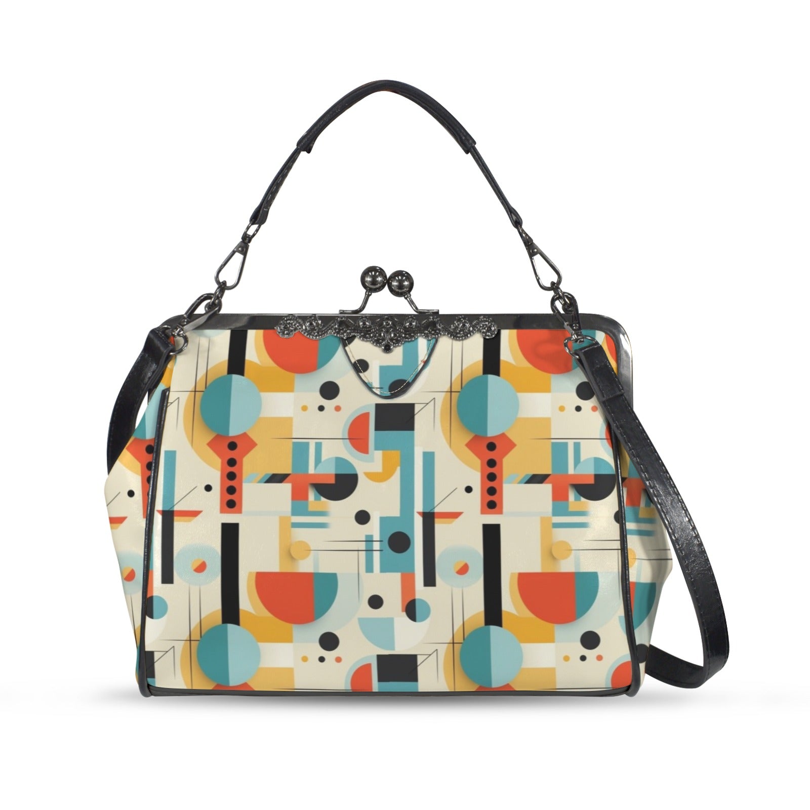Mid Century Modern Bauhaus Designed Kisslock Crossbody Purse - Mid Century Modern Gal