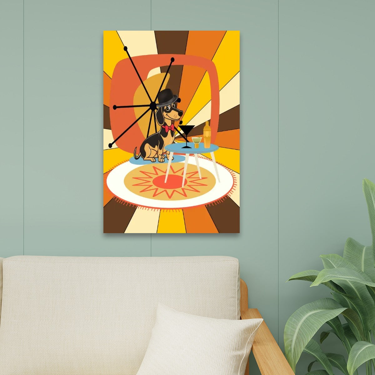 Dachshund Doxie Weiner Dog, Retro Mod Groovy Mid Century Modern Artwork - Mid Century Modern Gal