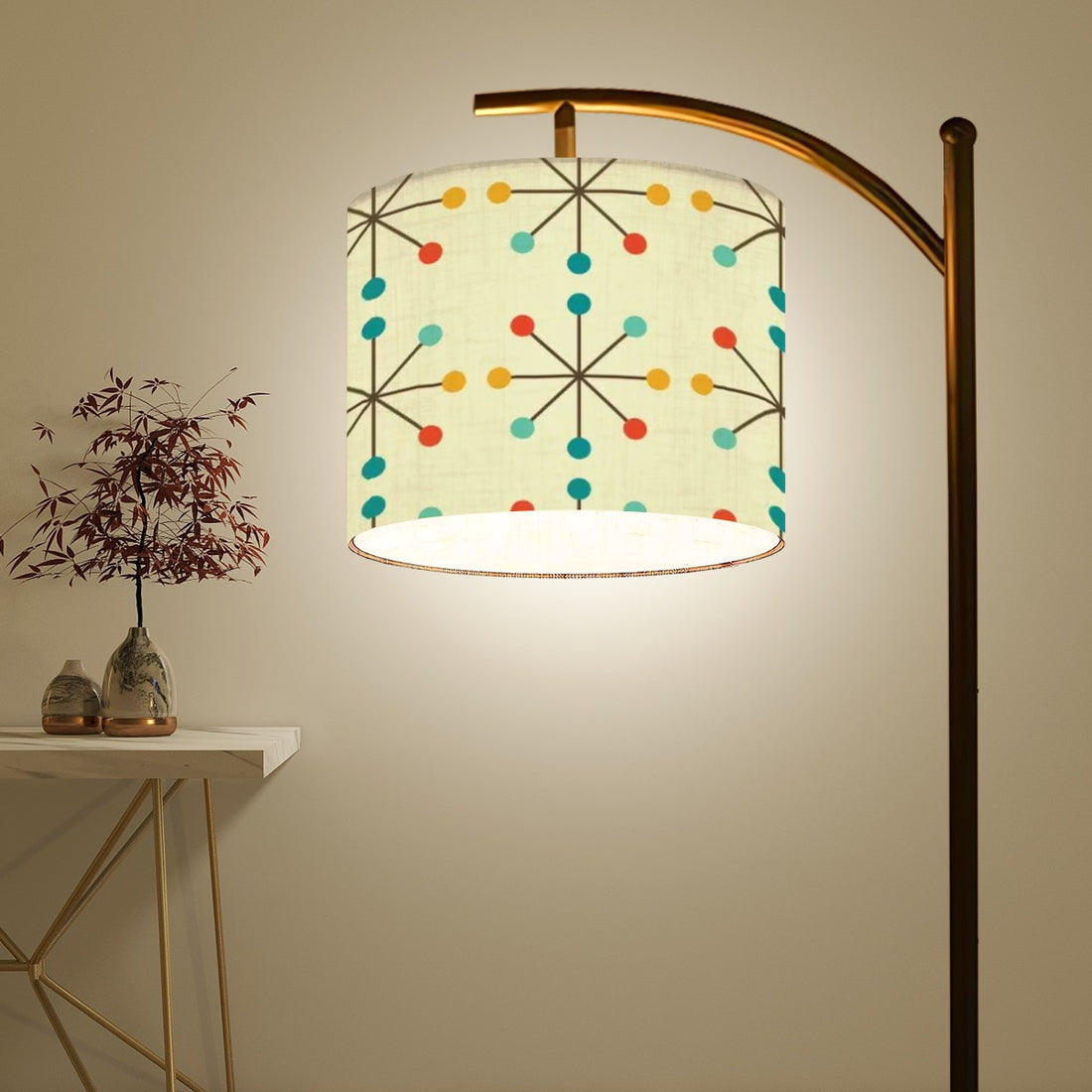 Atomic 50s Clock Starburst Designed Arc Mid Century Modern Floor Lamp - Mid Century Modern Gal