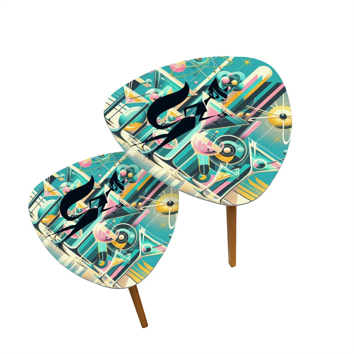 Mid Century Modern Barware Sexy Atomic Kitty Martini Retro Nesting Tables - Mid Century Modern Gal