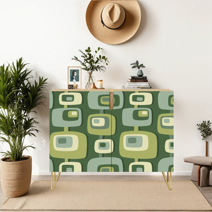 Mid Century Modern Geometric Green Mid Mod Retro Wooden Storage Cabinet - Mid Century Modern Gal