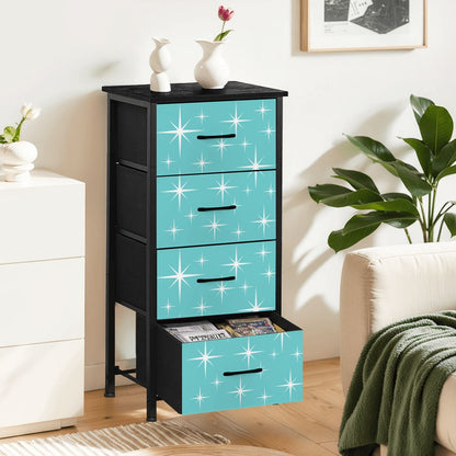 Mid Century Modern Aqua White Starburst MCM 4-Drawer Dresser - Mid Century Modern Gal