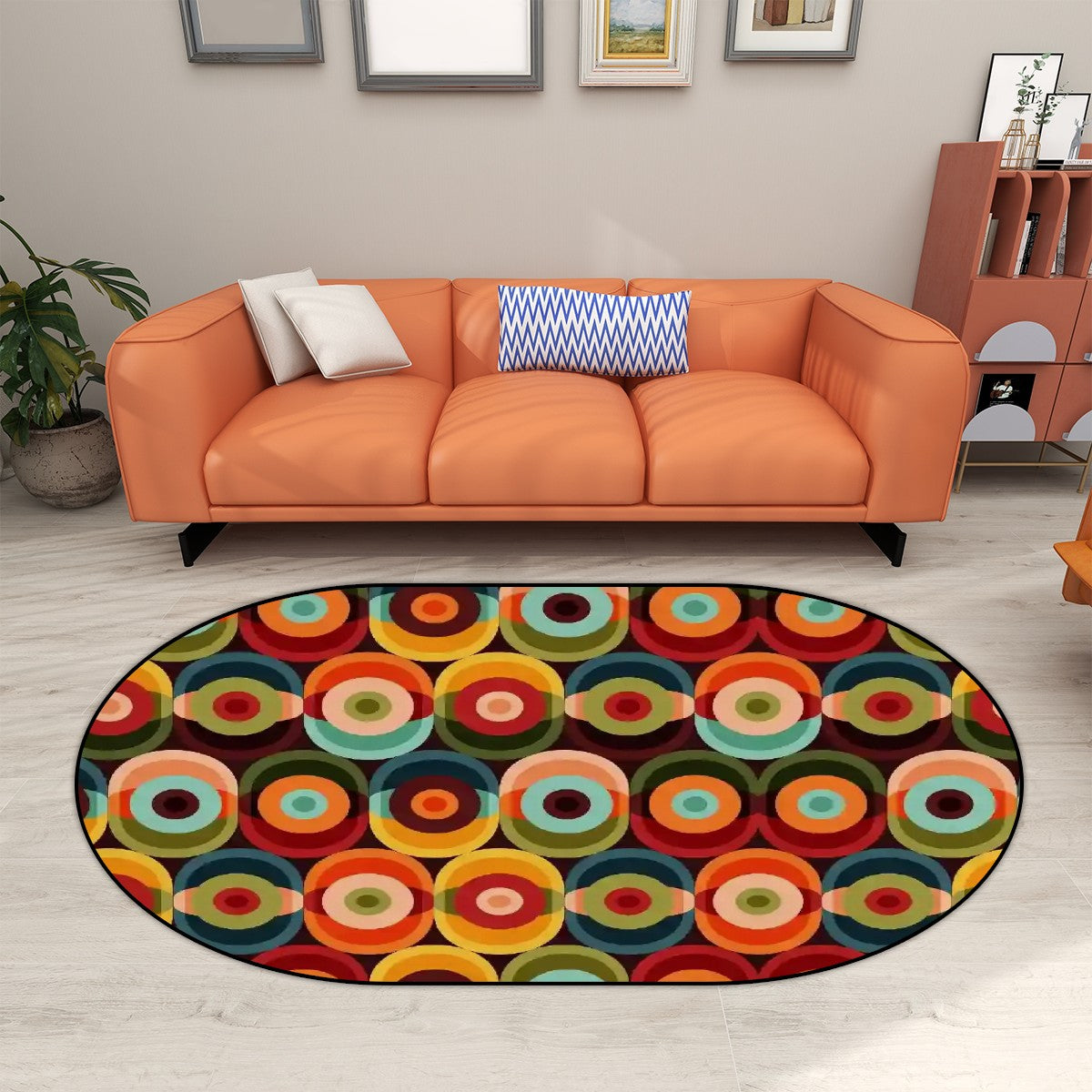 Mid Century Modern Space Orbs, Groovy 70s Oval Rug - Mid Century Modern Gal