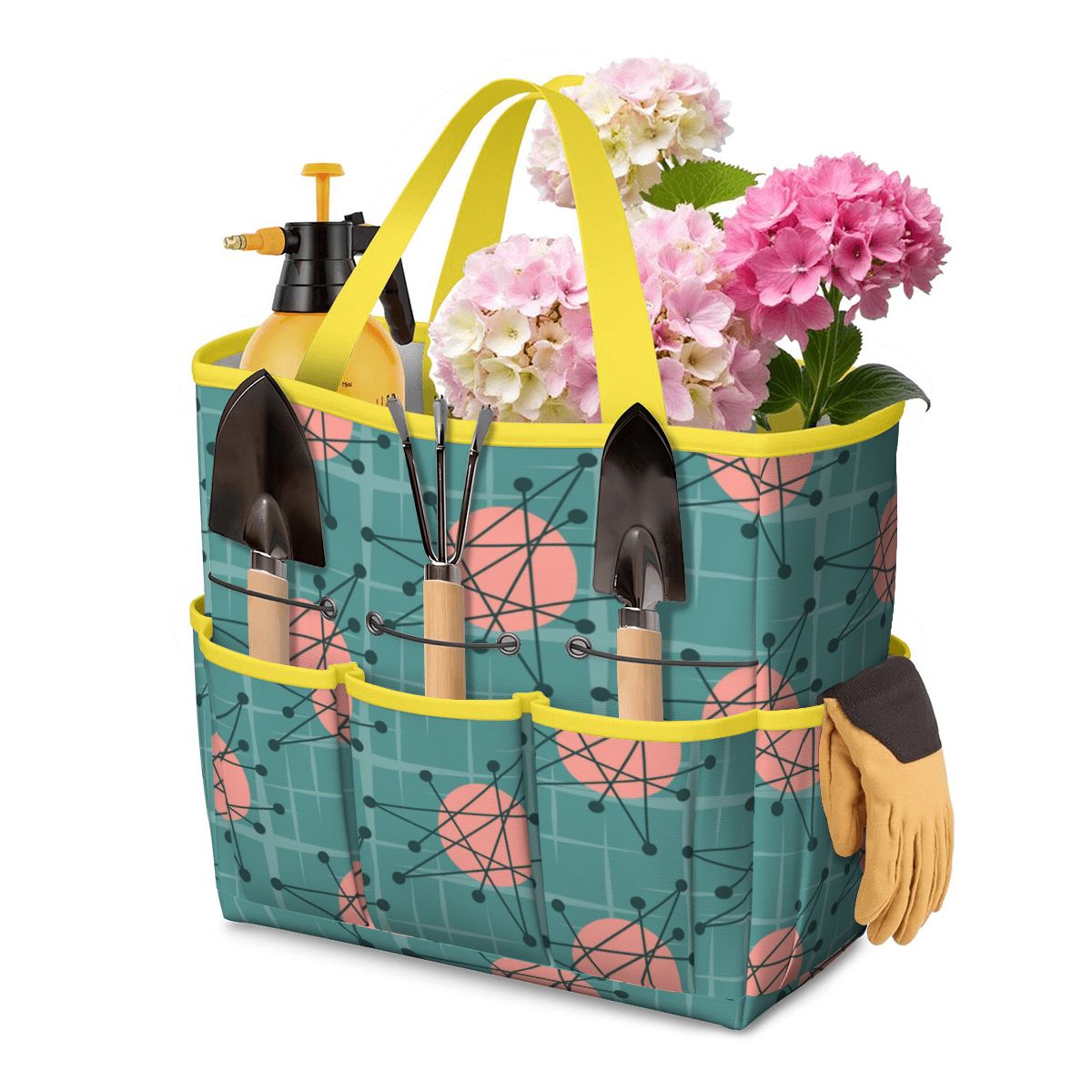 Mid Century Modern Atomic Starburst Teal Pink Garden Tool Bag - Mid Century Modern Gal