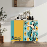 Retro Mermaid Lounge Mid Century Modern Barware Kitschy Mod Wooden Storage Cabinet - Mid Century Modern Gal