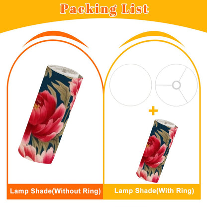 Chinoiserie Royal Blue Pink, Red Roses And Peony Floral Modern Lamp SHADE ONLY - For Arc Floor Lamps Only - Mid Century Modern Gal