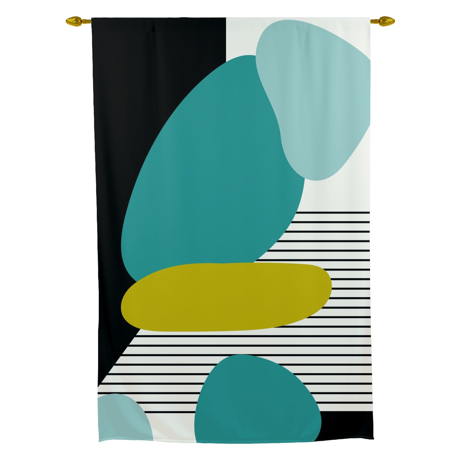 Mid Century Modern Geometric Amoeba Designed Retro Tie Up Curtain - Mid Century Modern Gal