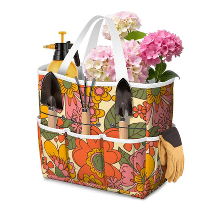 70s Retro Revival Flower Power Groovy Floral Mid Mod Garden Tool Bag - Mid Century Modern Gal