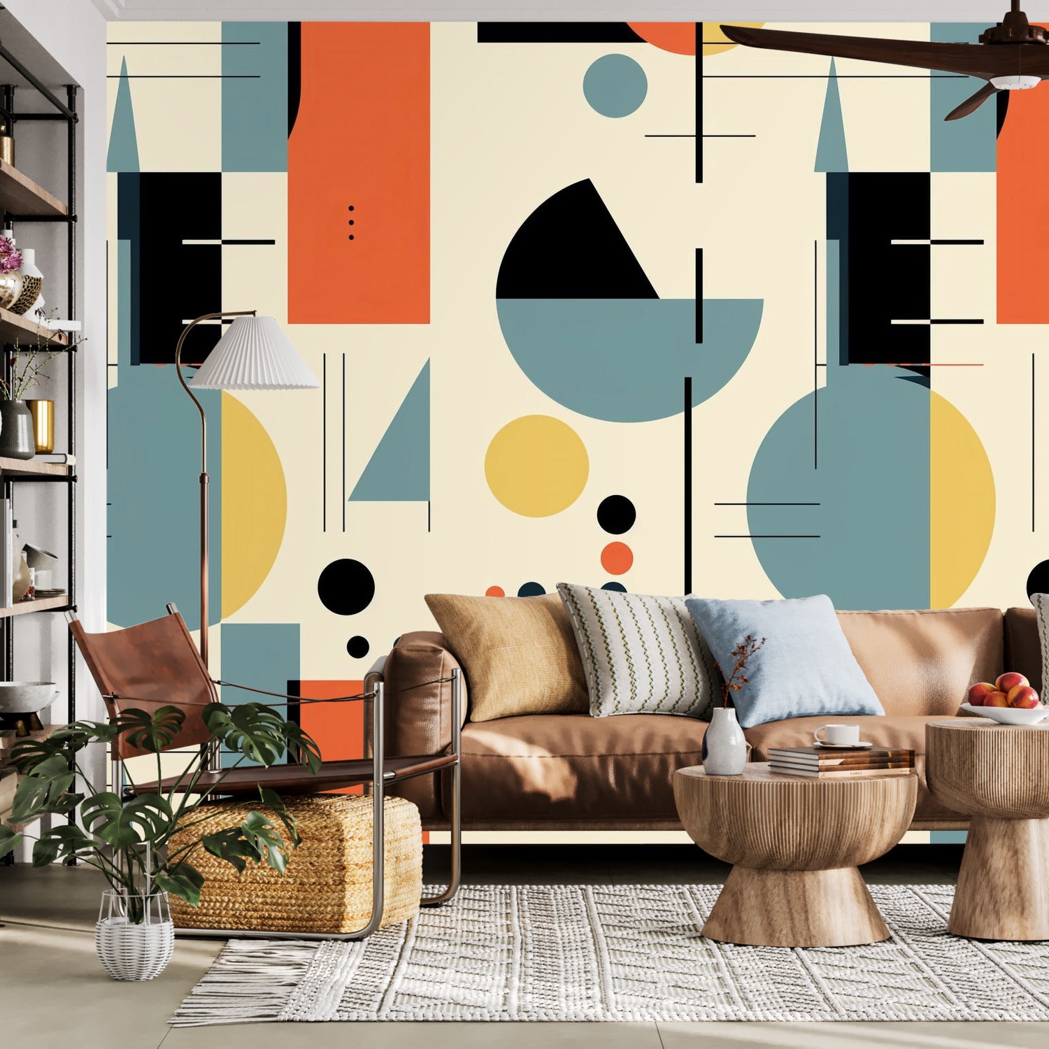 Mid Century Modern Bauhaus Geometric Designed Peel And Stick Wall Murals