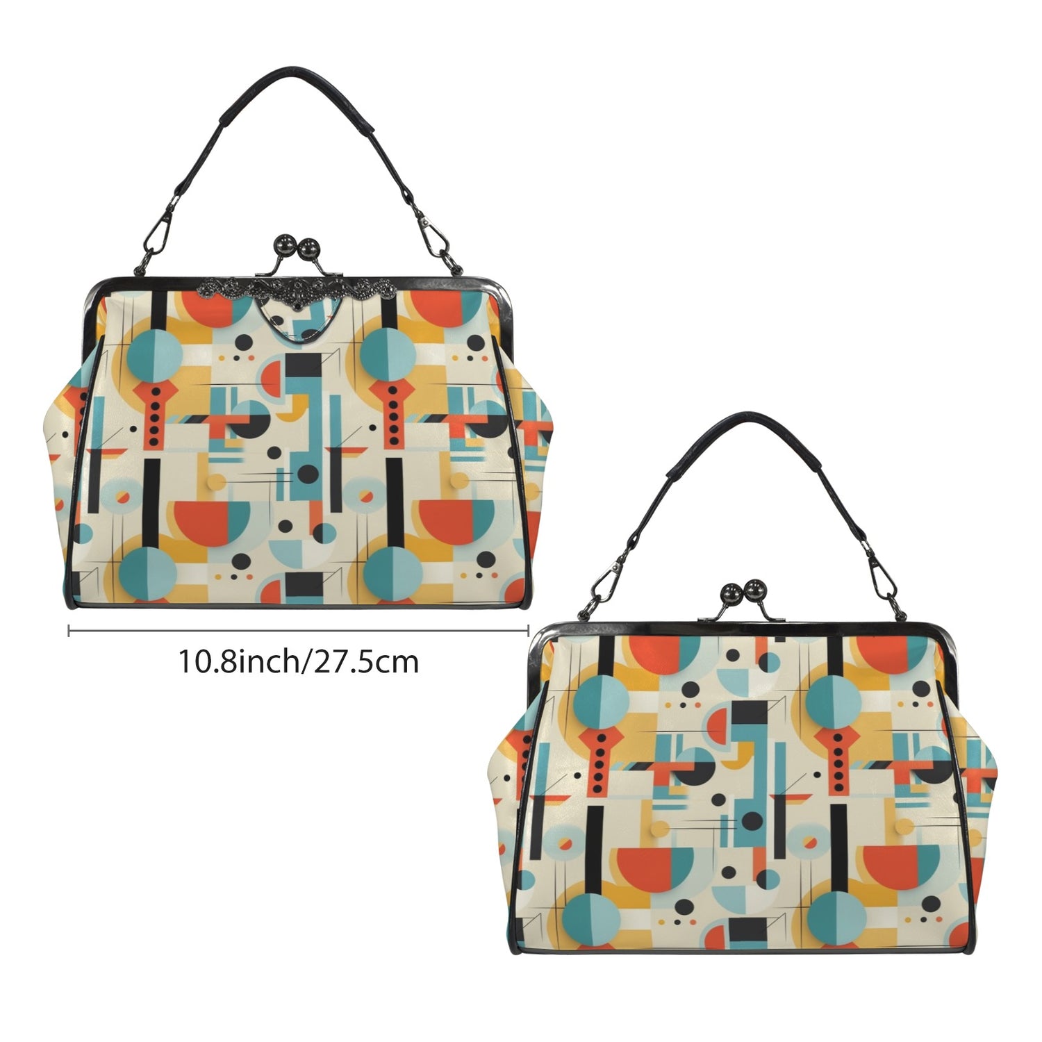 Mid Century Modern Bauhaus Designed Kisslock Crossbody Purse - Mid Century Modern Gal