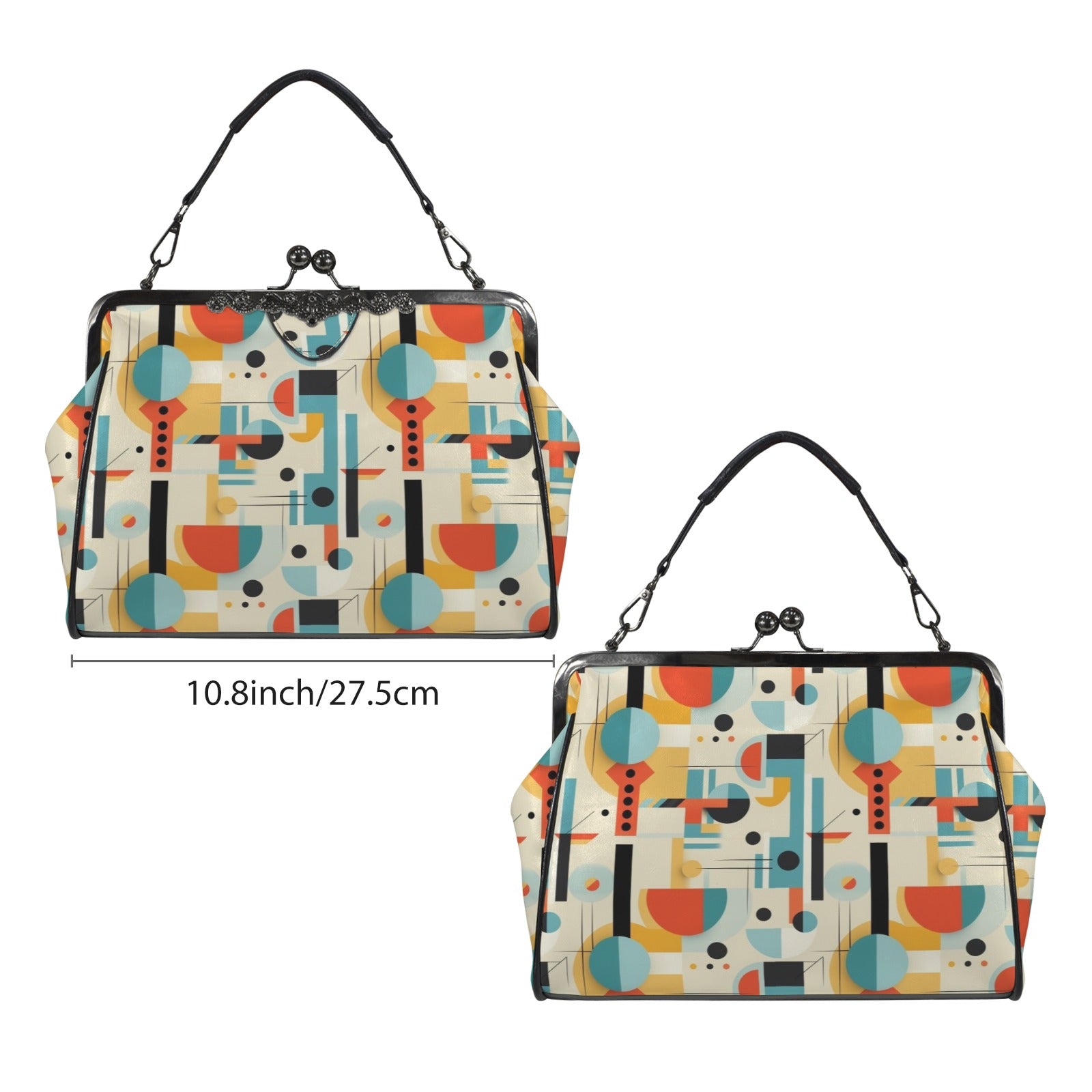 Mid Century Modern Bauhaus Designed Kisslock Crossbody Purse - Mid Century Modern Gal