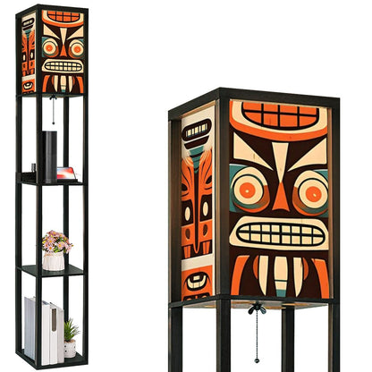 Mid Century Modern Tiki Idol, Tiki Totem Mid Mod Floor Lamp With Shelves - Mid Century Modern Gal