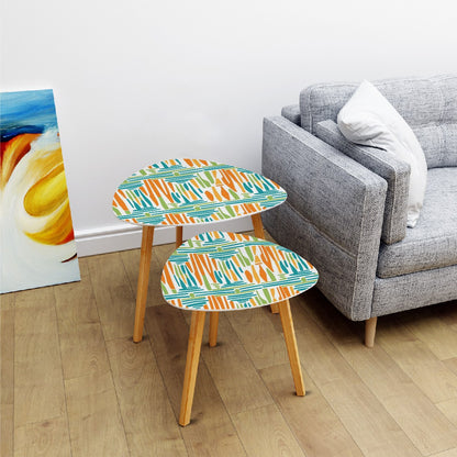 Mid Century Modern Furniture Nesting Tables, Tiki Inspired Color Pop Mod End Tables - Mid Century Modern Gal