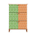 Art Deco Modern Shoe Storage Cabinet | Green Grass And Tangerine Orange Stylish & Functional Entryway Organizer - Mid Century Modern Gal