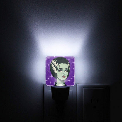 Bride of Frankenstein Retro Mid Mod Horror Buff Purple Halloween LED Night Light Set of 2 - Mid Century Modern Gal