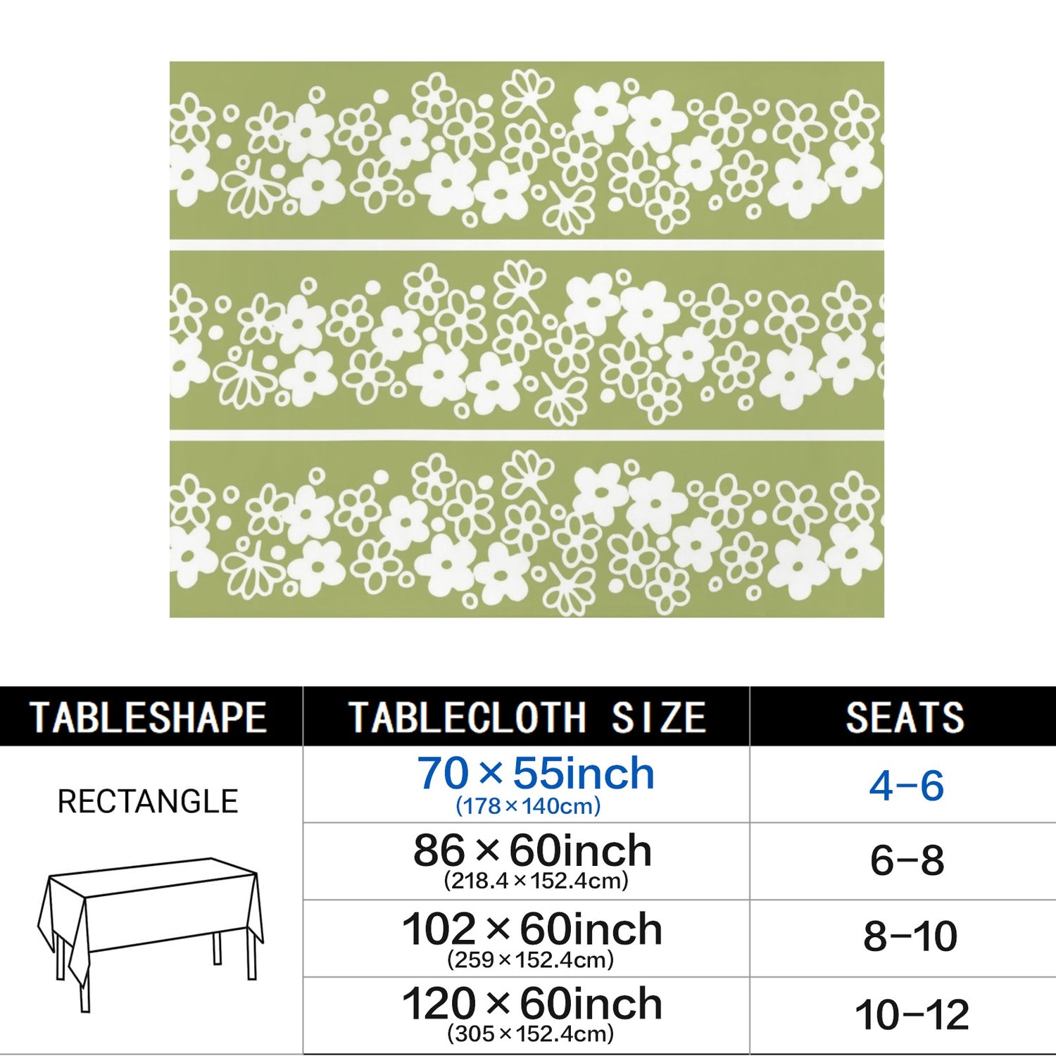 Retro Green, Spring Blossom, Mod Daisy MCM Tablecloth - Mid Century Modern Gal