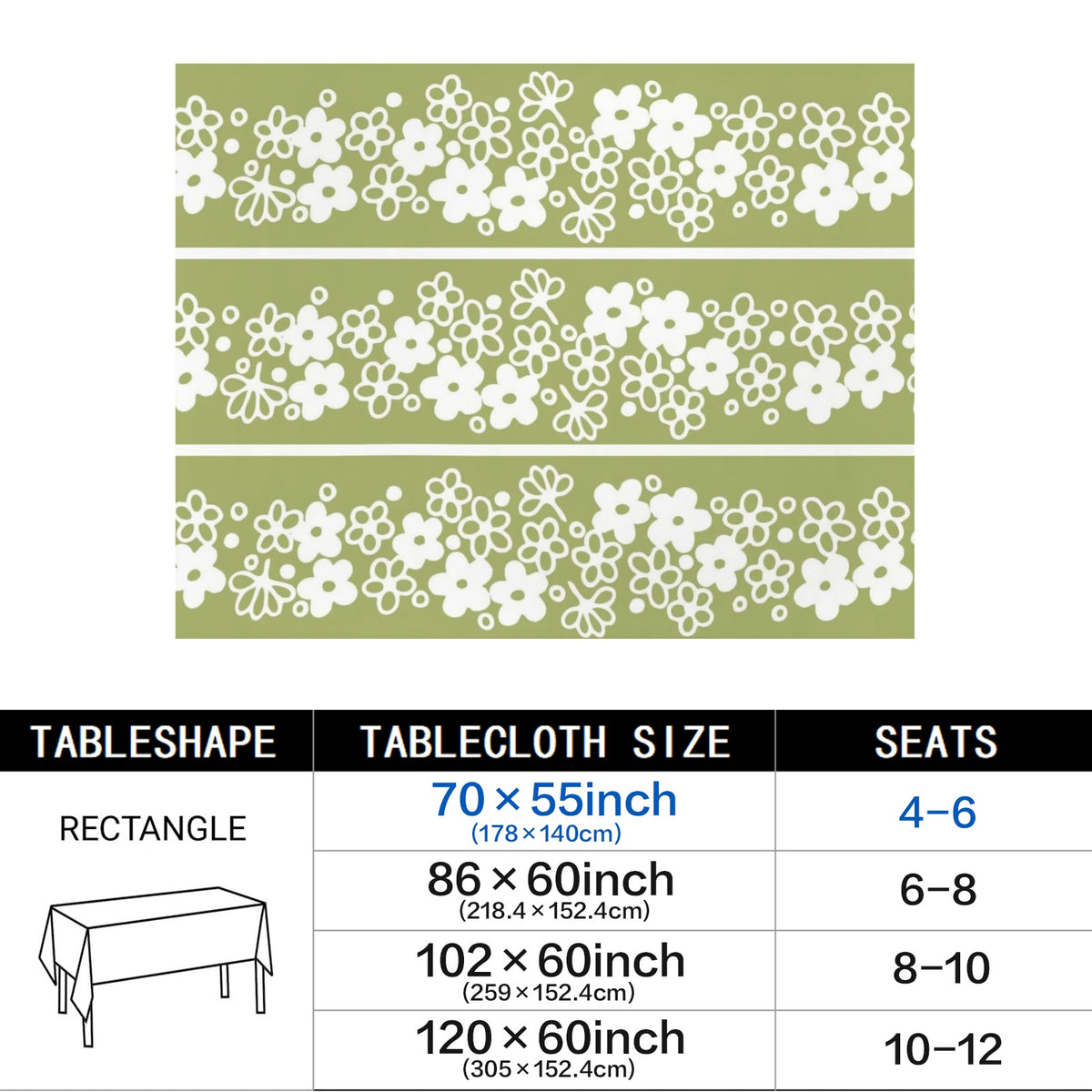 Retro Green, Spring Blossom, Mod Daisy MCM Tablecloth - Mid Century Modern Gal