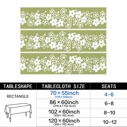 Retro Green, Spring Blossom, Mod Daisy MCM Tablecloth - Mid Century Modern Gal