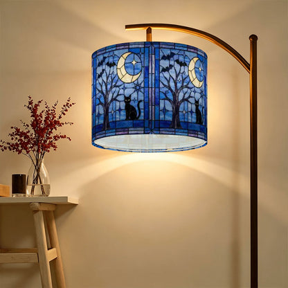 Halloween Stained Glass Style Night Sky Black Cat Lamp SHADE ONLY - For Arc Floor Lamps Only