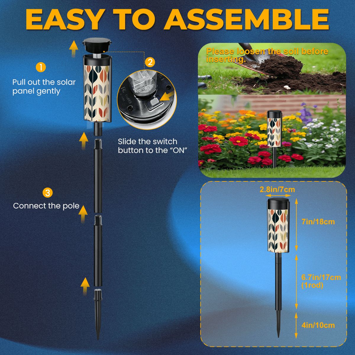 Modern Scandinavian Floral Mid Century Modern Garden Stake Outdoor Solar Lights - Mid Century Modern Gal