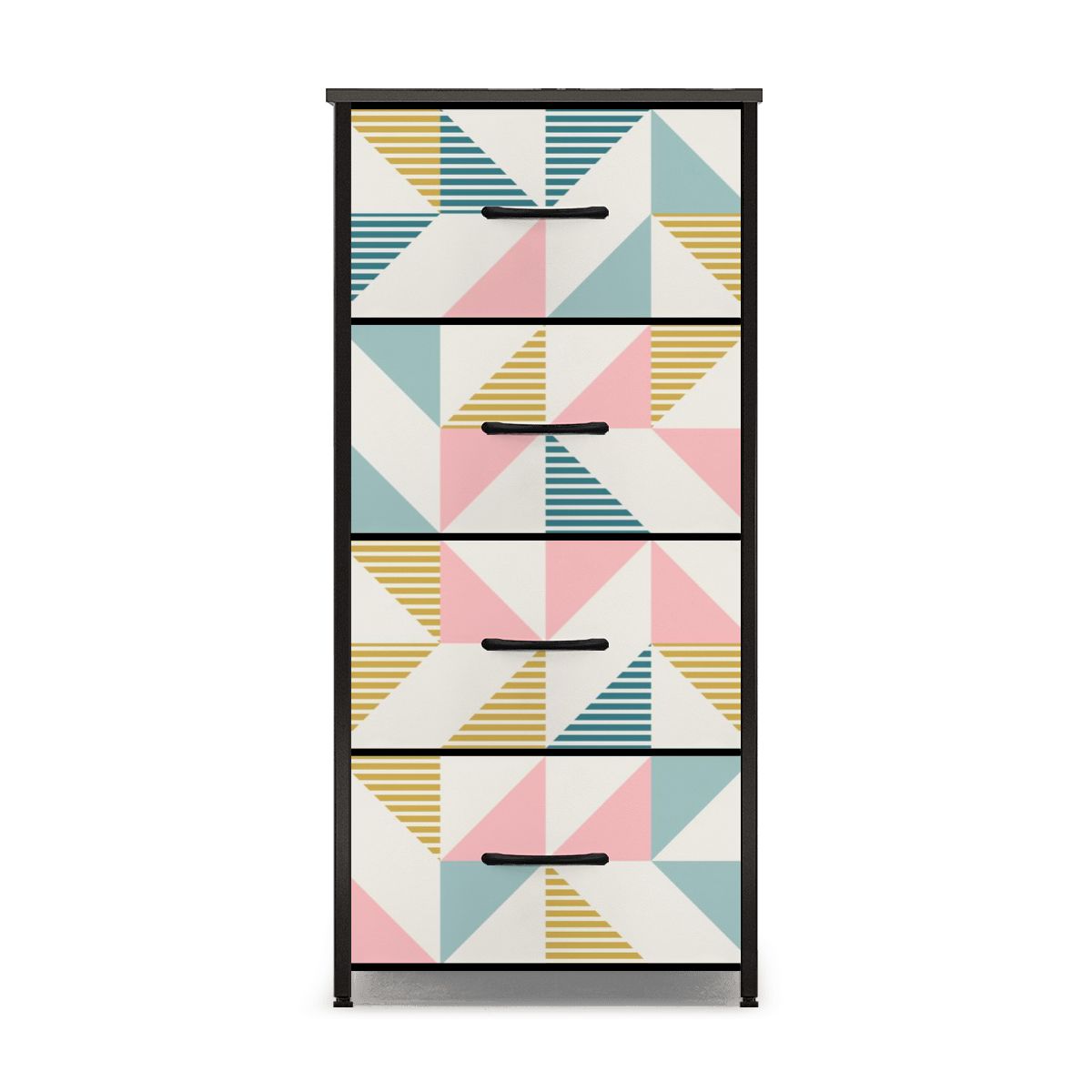 Mid Century Modern Geometric Pastel Design 4-Drawer Dresser - Mid Century Modern Gal