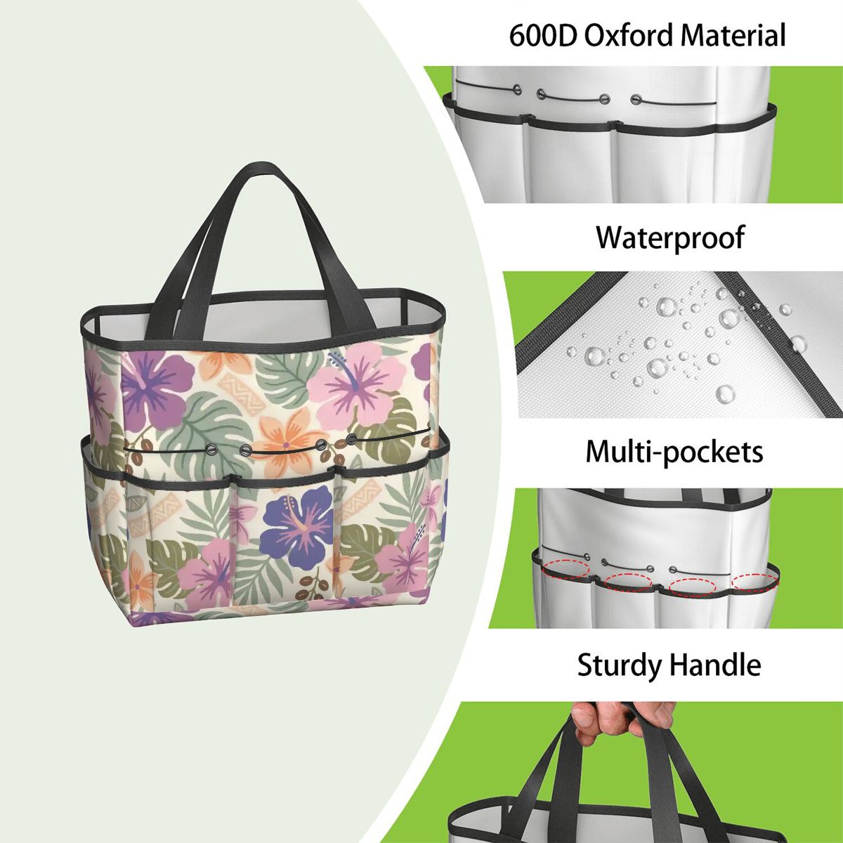 Retro Tropical Tiki Summer, Hawaiian Hibiscus Purple Garden Tool Bag - Mid Century Modern Gal