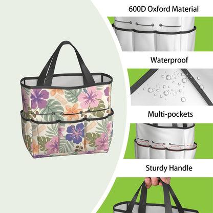 Retro Tropical Tiki Summer, Hawaiian Hibiscus Purple Garden Tool Bag - Mid Century Modern Gal