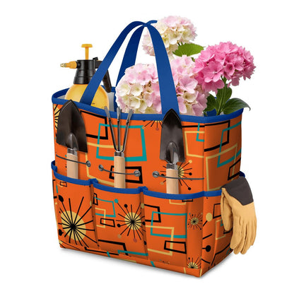 Mid Century Modern Sinatra Orange, Starburst, Geometric Funky Fun Garden Tool Bag - Mid Century Modern Gal