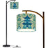 Chinoiserie Pagoda Lamp, Blue, Green Floral Designed Arc Floor Lamp - Mid Century Modern Gal