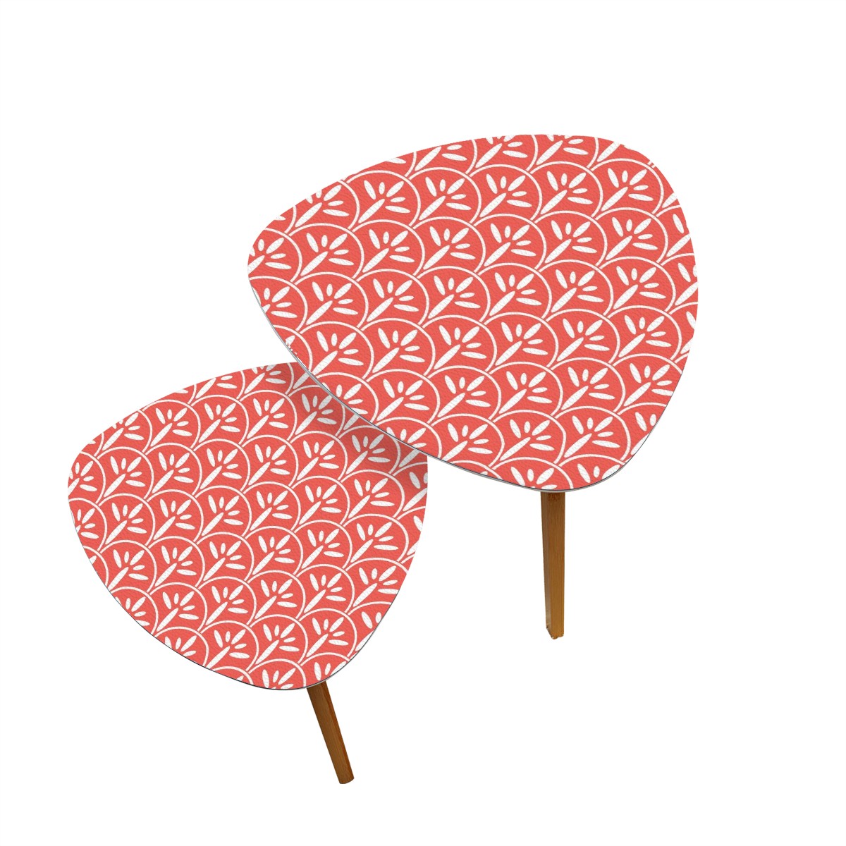 Mid Century Modern Nesting Tables | Stylish Art Deco Coral And White Mid Mod End Tables - Mid Century Modern Gal