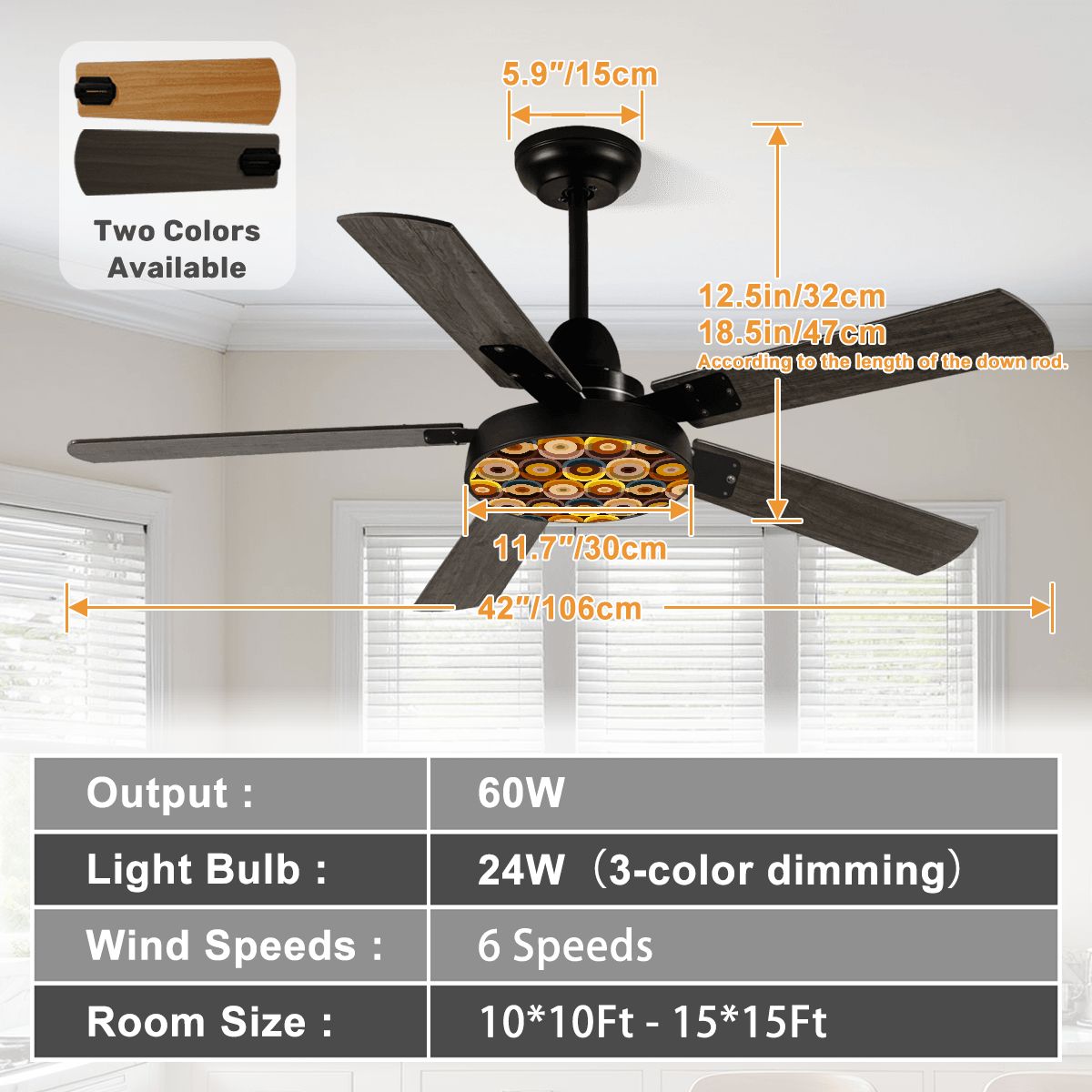 Mid Century Modern Retro 70s Groovy Orbs Brown, Yellow, Beige MCM Ceiling Fan With Light - Mid Century Modern Gal
