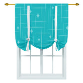 Mid Century Modern Dark Aqua Starburst Mod Retro Tie Up Curtain - Mid Century Modern Gal