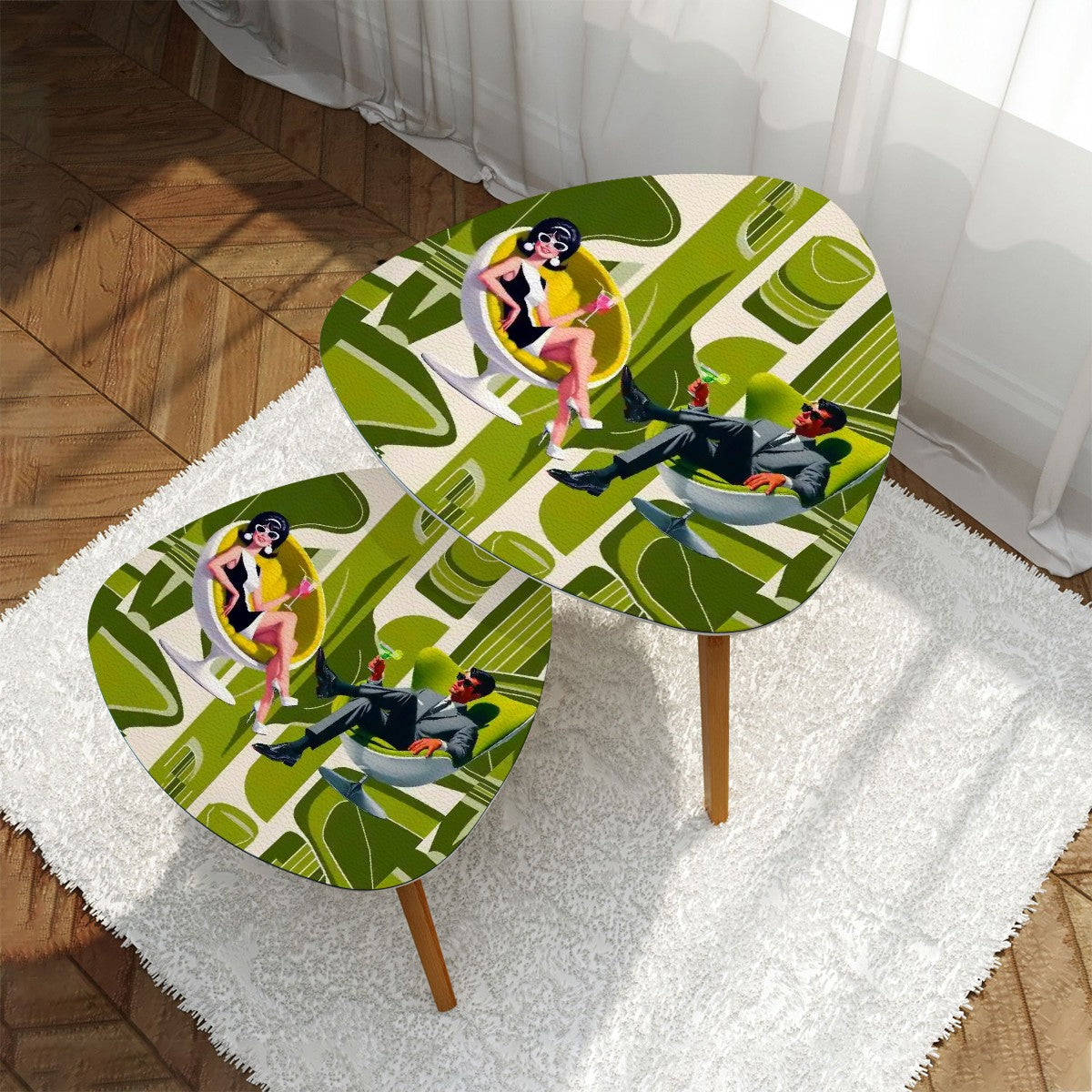 Mid Century Modern 60s Mod Couple, Cocktail Hour, MCM Nesting Tables - Mid Century Modern Gal