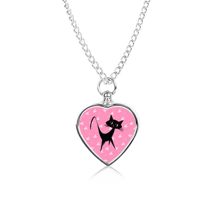 Pink Atomic Boomerang Atomic Kittie, Sentimental Pet Ashes Necklace - Mid Century Modern Gal