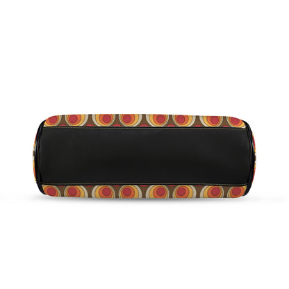 Mid Century Modern Retro Orbs Brown Orange Yellow Mod Kisslock Crossbody Purse - Mid Century Modern Gal