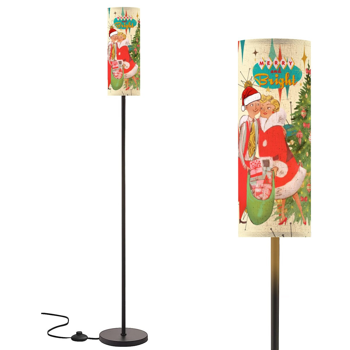 Vintage Kitsch 50s Christmas Shade ONLY For Slim Floor Lamps