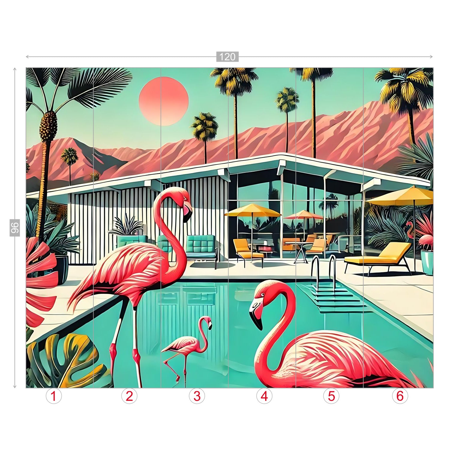 Palm Springs California Wallpaper Mural, Peel And Stick 50s Kitsch