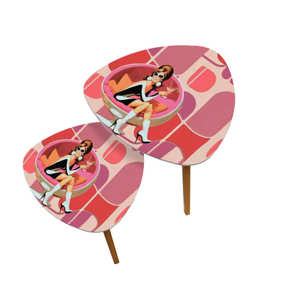 Mid Century Modern Gal Retro 60s Pink Kitschy Cocktail, Nesting Tables - Mid Century Modern Gal