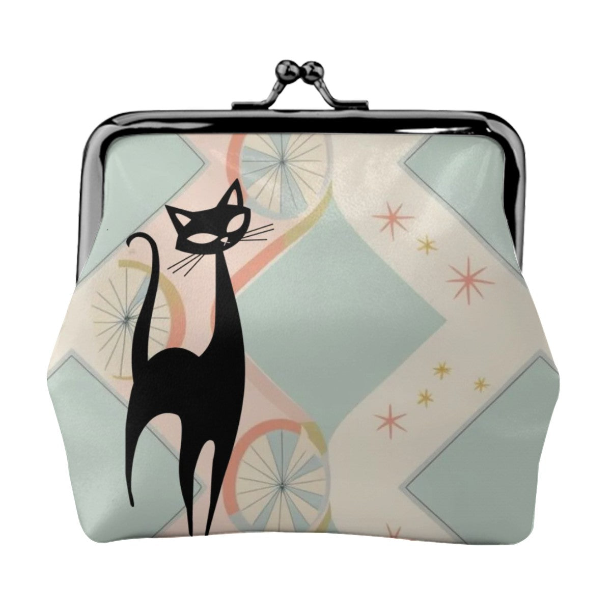 Kitschy Atomic Cat Mid Century Mod Coin Purse - Mid Century Modern Gal
