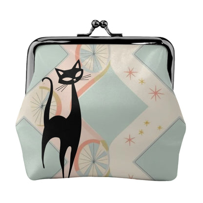 Kitschy Atomic Cat Mid Century Mod Coin Purse - Mid Century Modern Gal