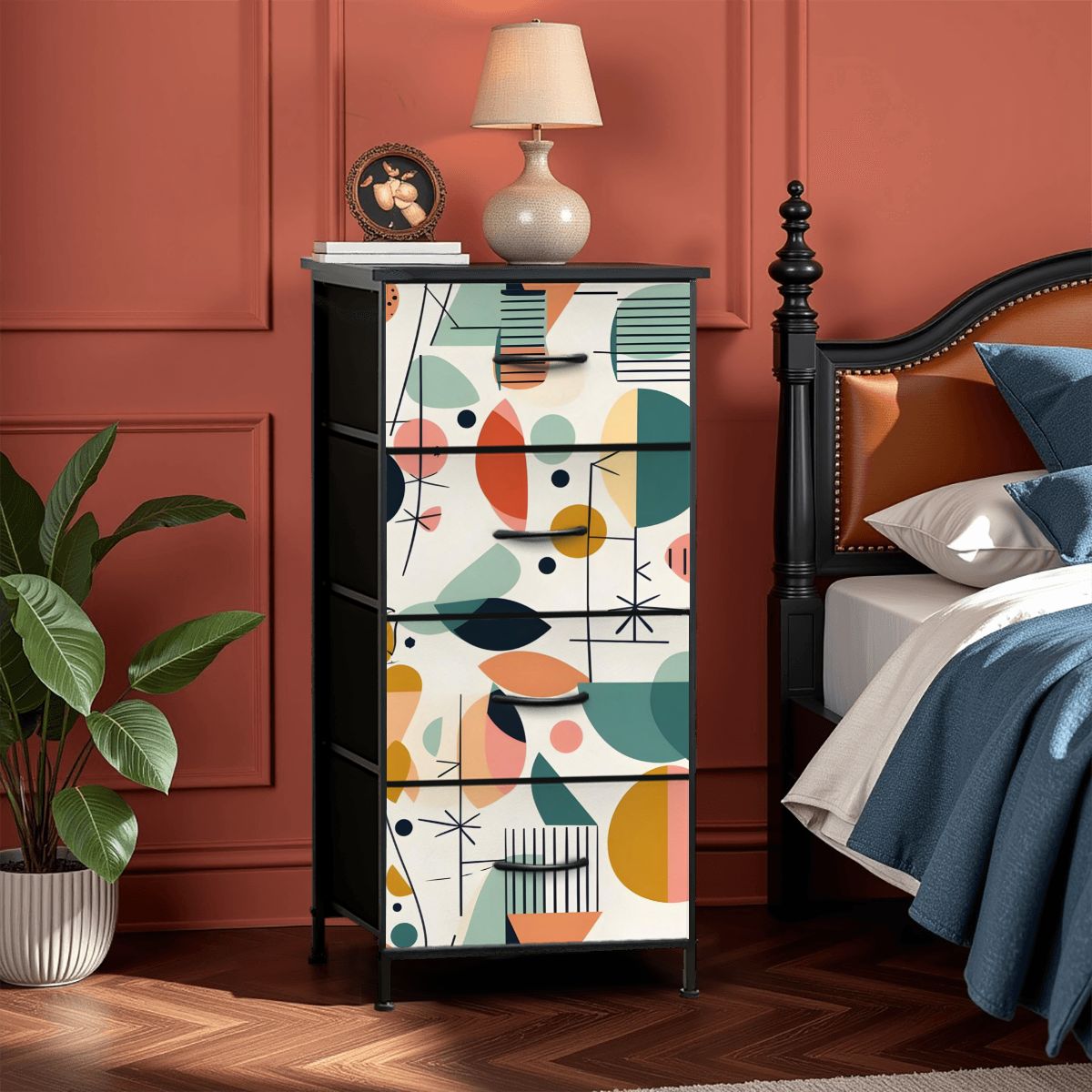Modern Danish Scandinavian Designed Abstract Mid Century Modern 4-Drawer Dresser - Mid Century Modern Gal