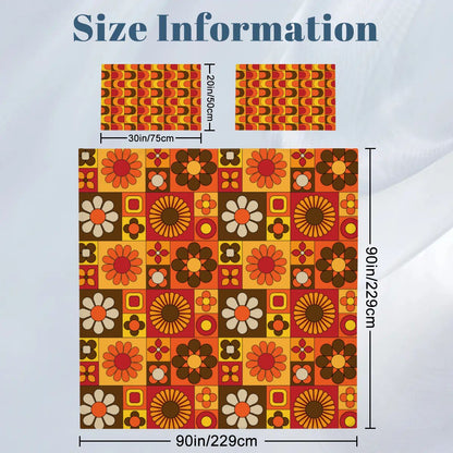 Retro 70s Bedding, Orange Brown Yellow, Hip Mod Daisy Flower Power Queen Duvet Cover Set - Mid Century Modern Gal