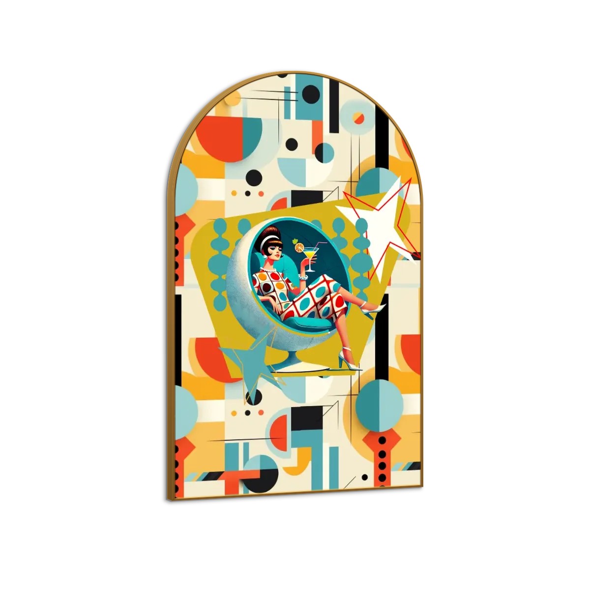 Mid Century Modern Bauhaus Designed Mod 60s Gal Kitschy Arc Wall Art - Mid Century Modern Gal