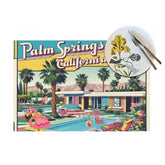 Old Palm Springs California Mid Mod Flamingo Quirky Fun Placemat - Mid Century Modern Gal