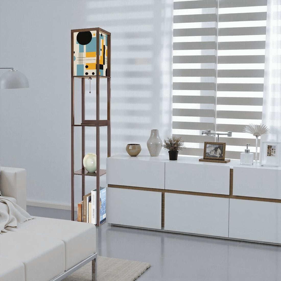 Mid Century Modern Bauhaus Designed Mod Retro Floor Lamp With Shelves - Mid Century Modern Gal