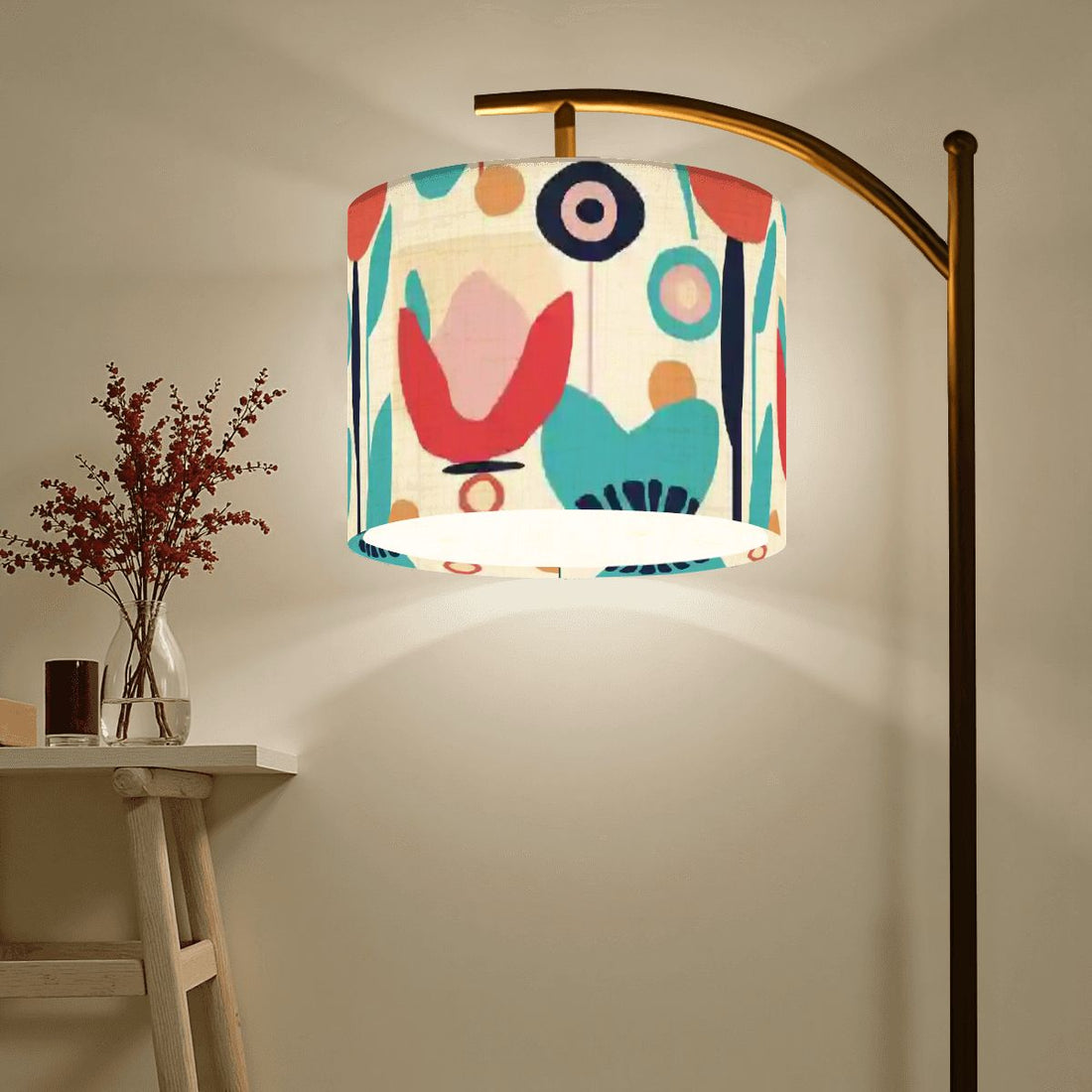 Mid Mod Floral Retro Scandinavian Modern Arc Floor Lamp - Mid Century Modern Gal